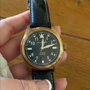 Jack mason black leather men’s watch